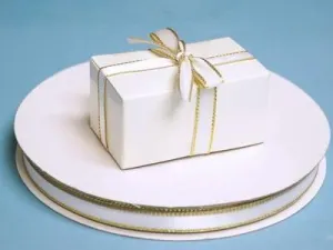 100 Yards 3/8" DIY White/Gold Satin Ribbon Wedding Party Dress Favor Gift Craft