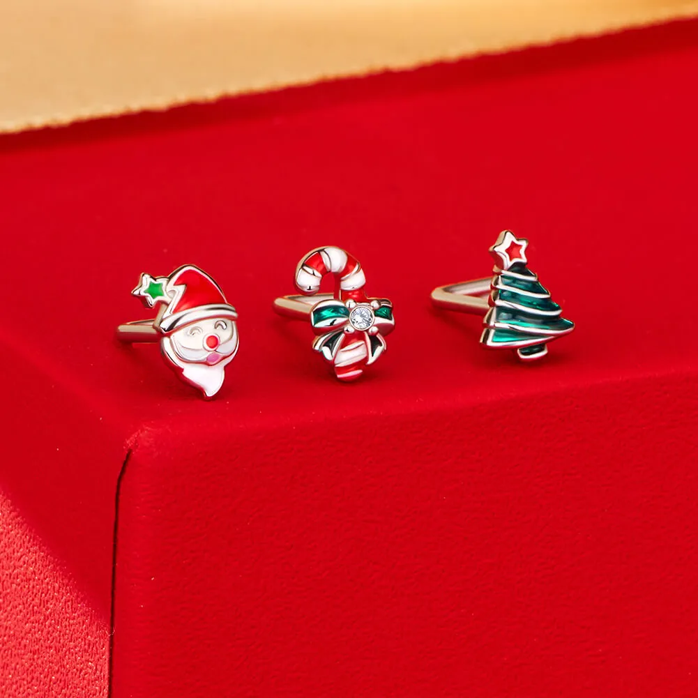 20G Merry Christmas Santa/Tree/Candy Cane Nose Studs Pack