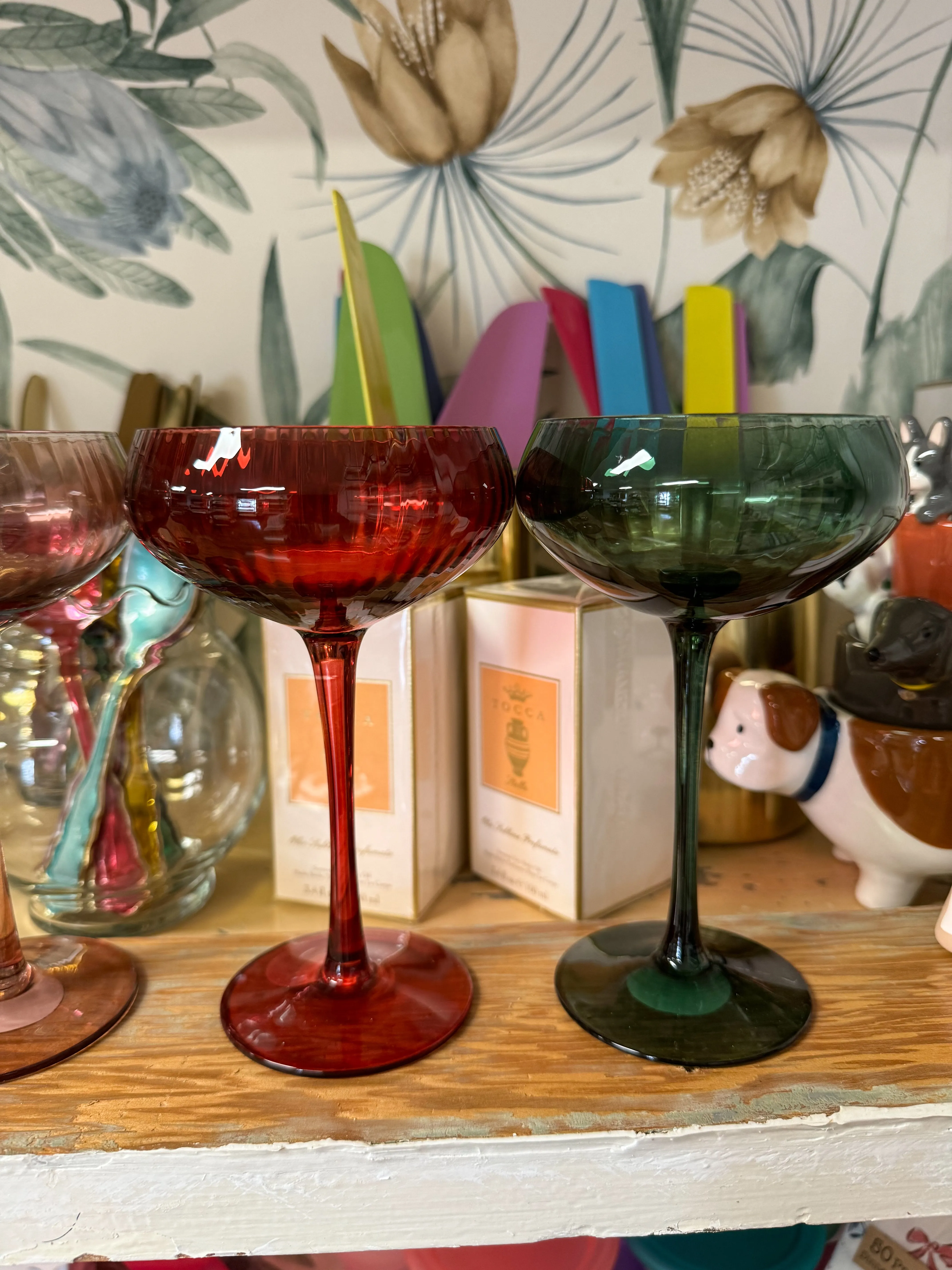 4-1/4" Round x 6-3/4"H 8 oz. Stemmed Champagne/Coupe Glass, 4 Colors