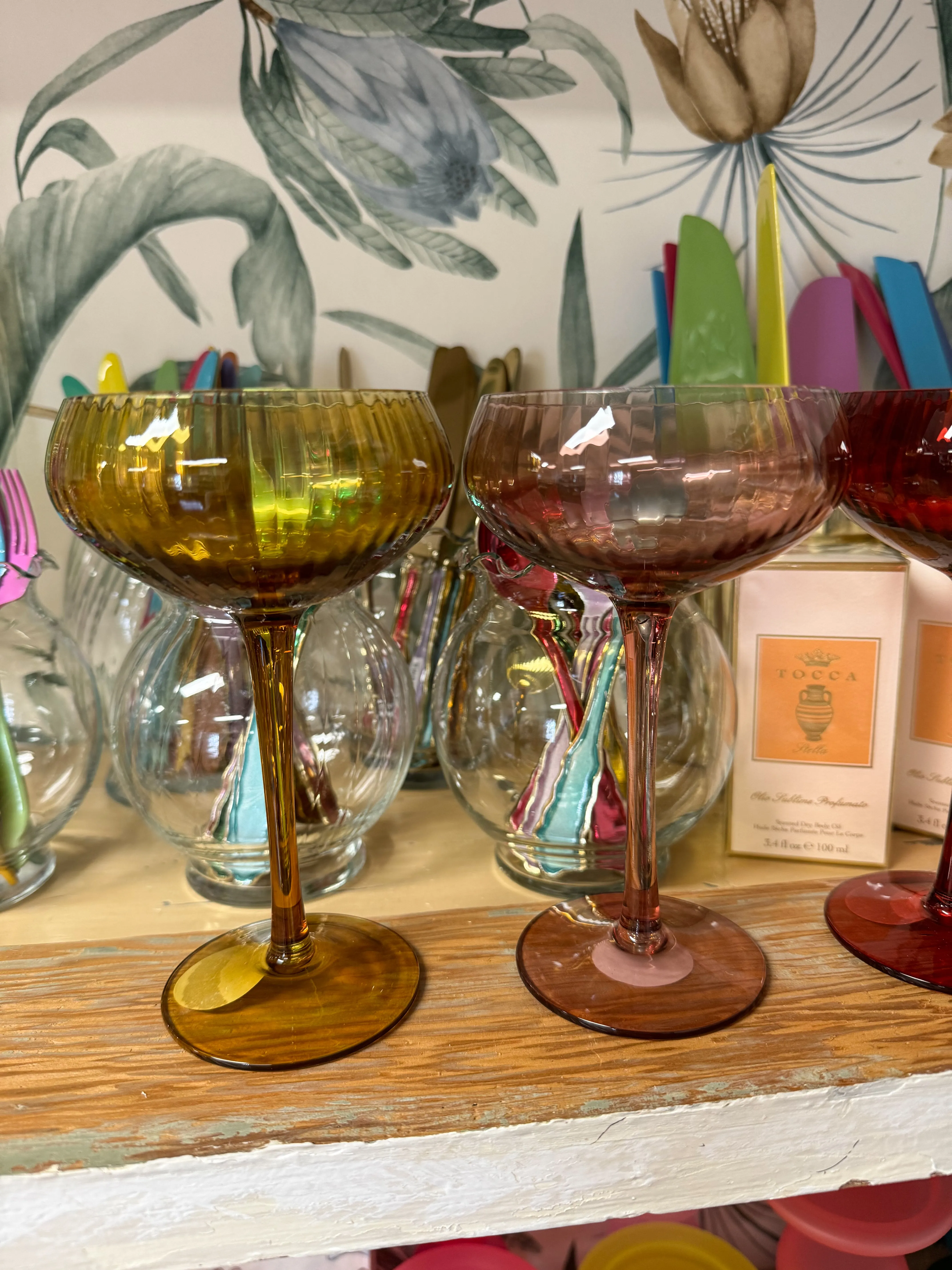 4-1/4" Round x 6-3/4"H 8 oz. Stemmed Champagne/Coupe Glass, 4 Colors