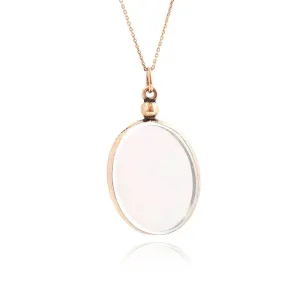 Antique Victorian 9ct Rose Gold Oval Glass Locket Necklace