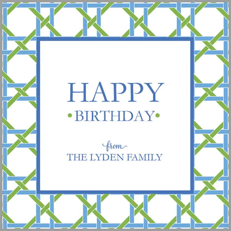 Blue   Green Basketweave Personalized Gift Sticker | Set of 24