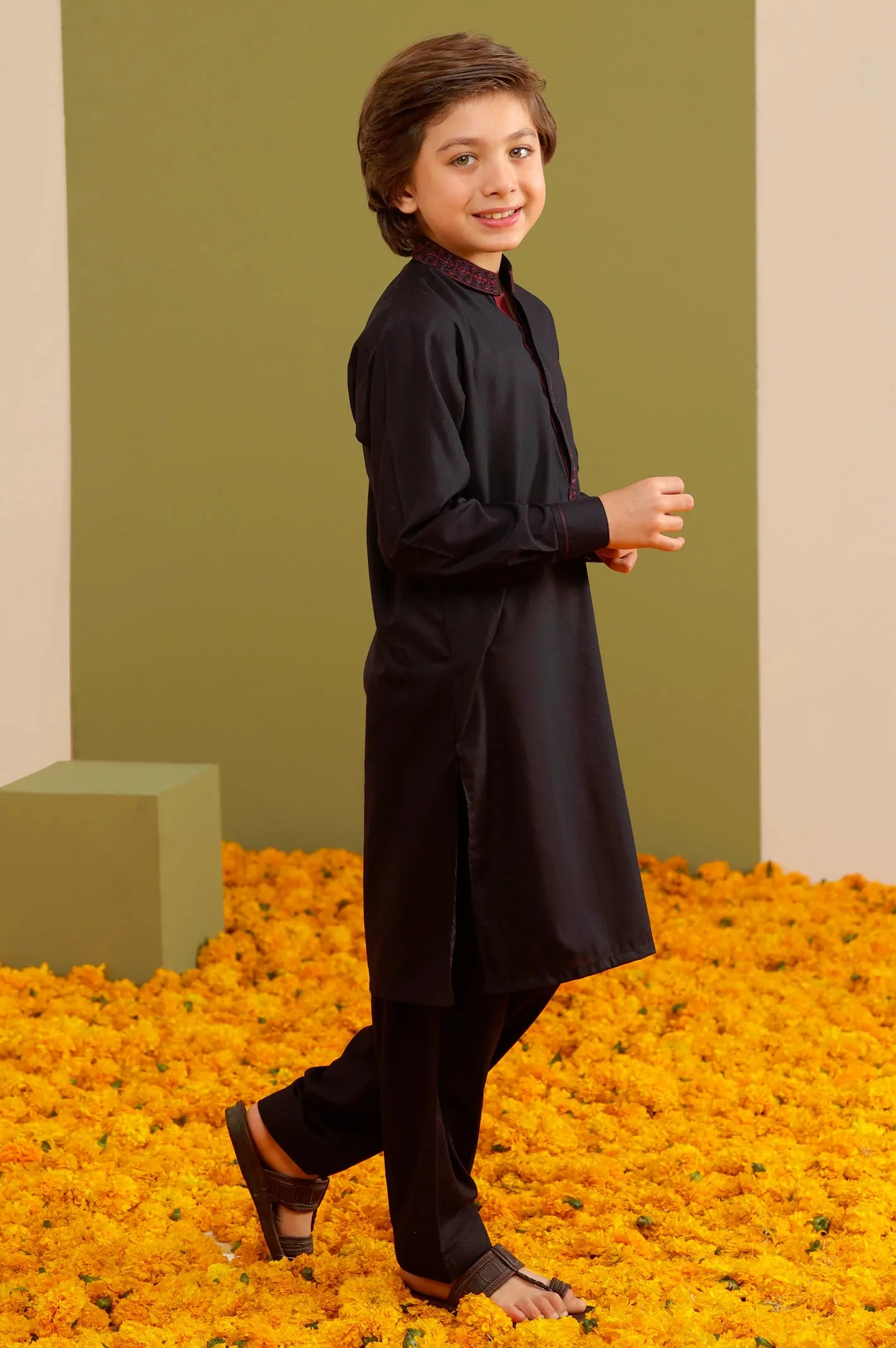 Boys Dark Blue Kurta Shalwar