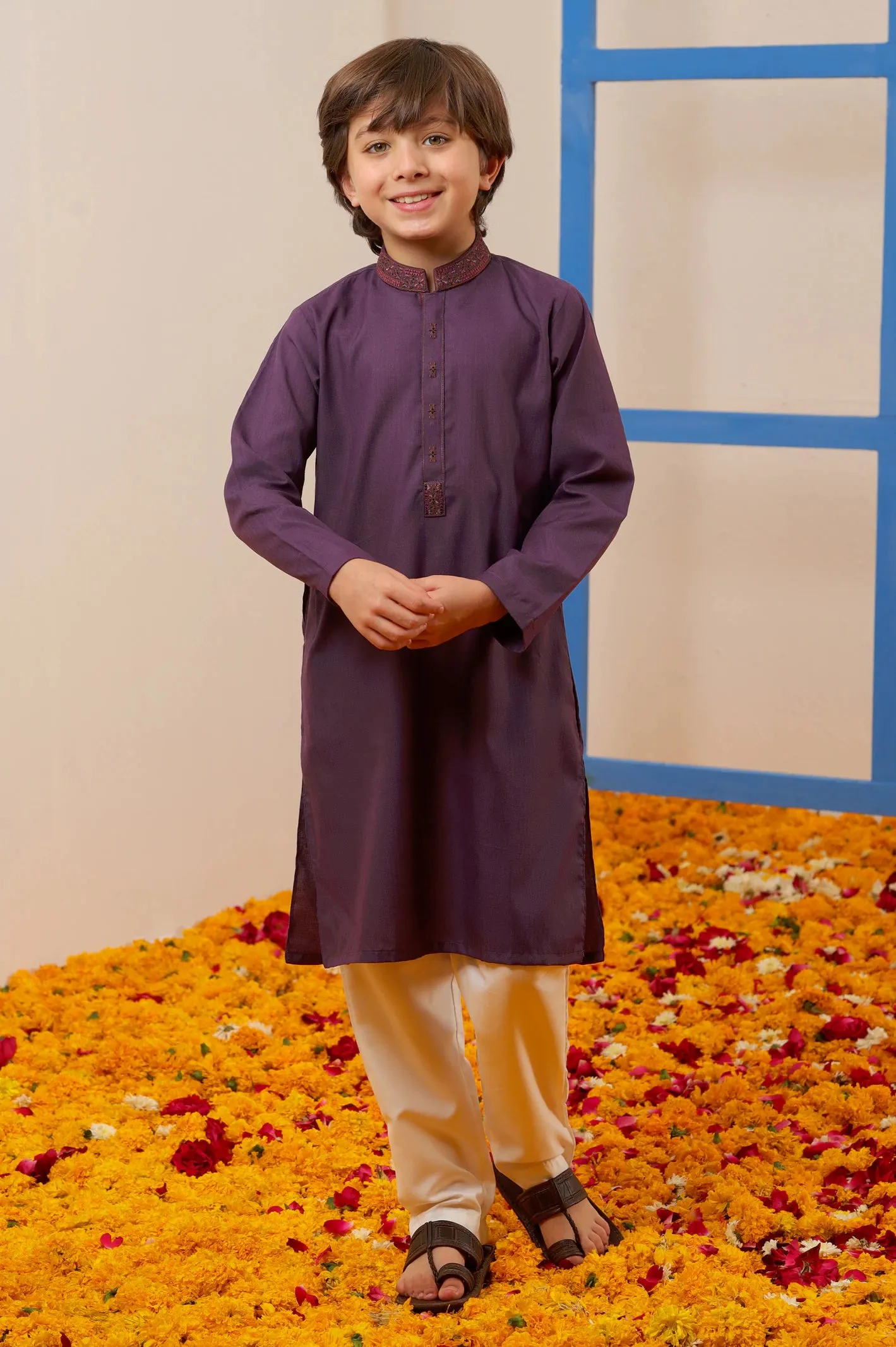Boys Purple Kurta Pajama