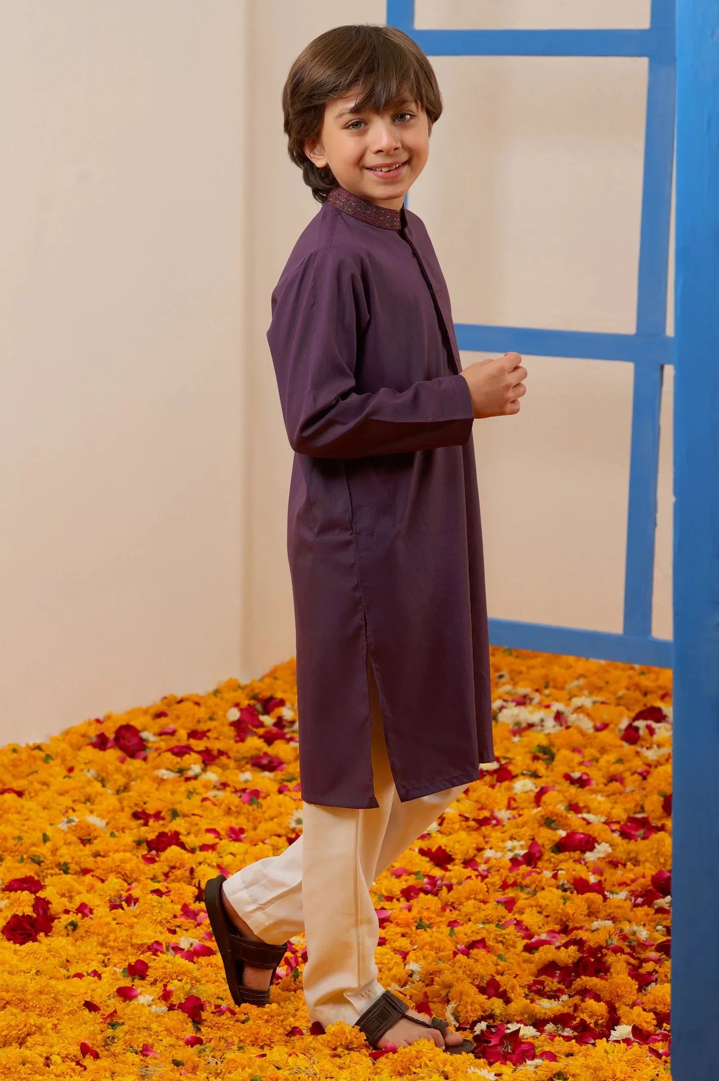 Boys Purple Kurta Pajama