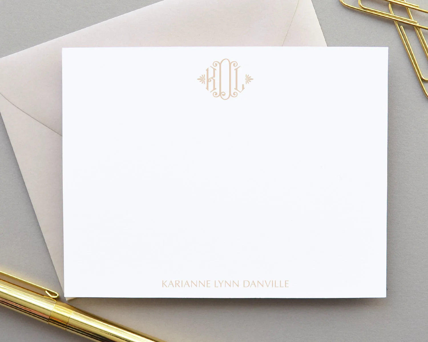 Brigette Monogrammed Note Cards with Envelopes