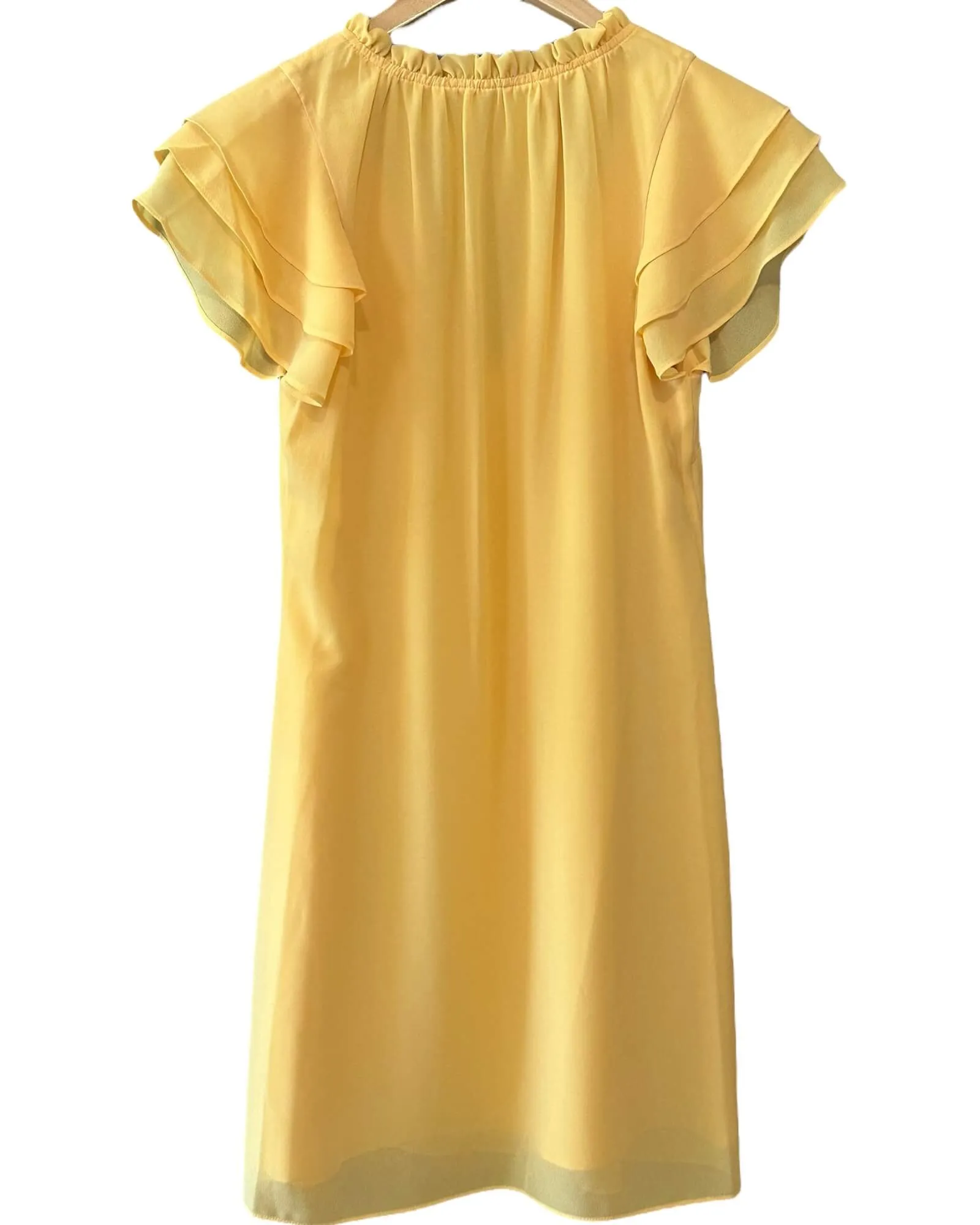 Bright Spring Apricot Tie Front Ruffle Sleeve Dress