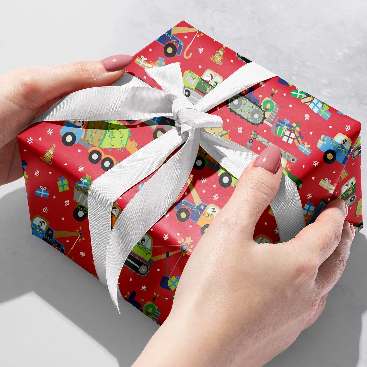 Construction Trucks Christmas Gift Wrap