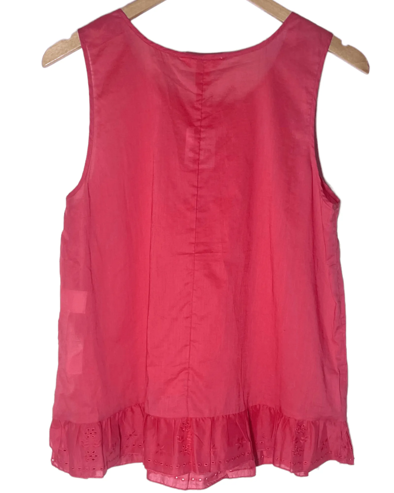 Cool Summer Rhubarb Eyelet Ruffle Top