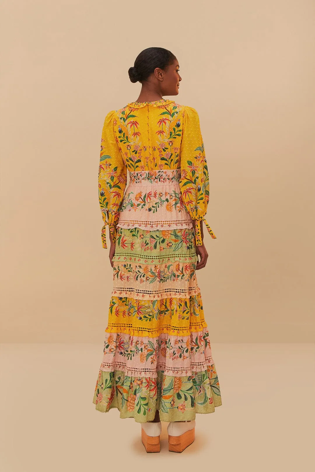 Delicate Flowers Stripes Long Sleeve Maxi Dress