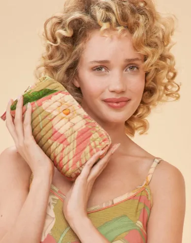 Delicate Tropical Quilted Vanity Bag Candy