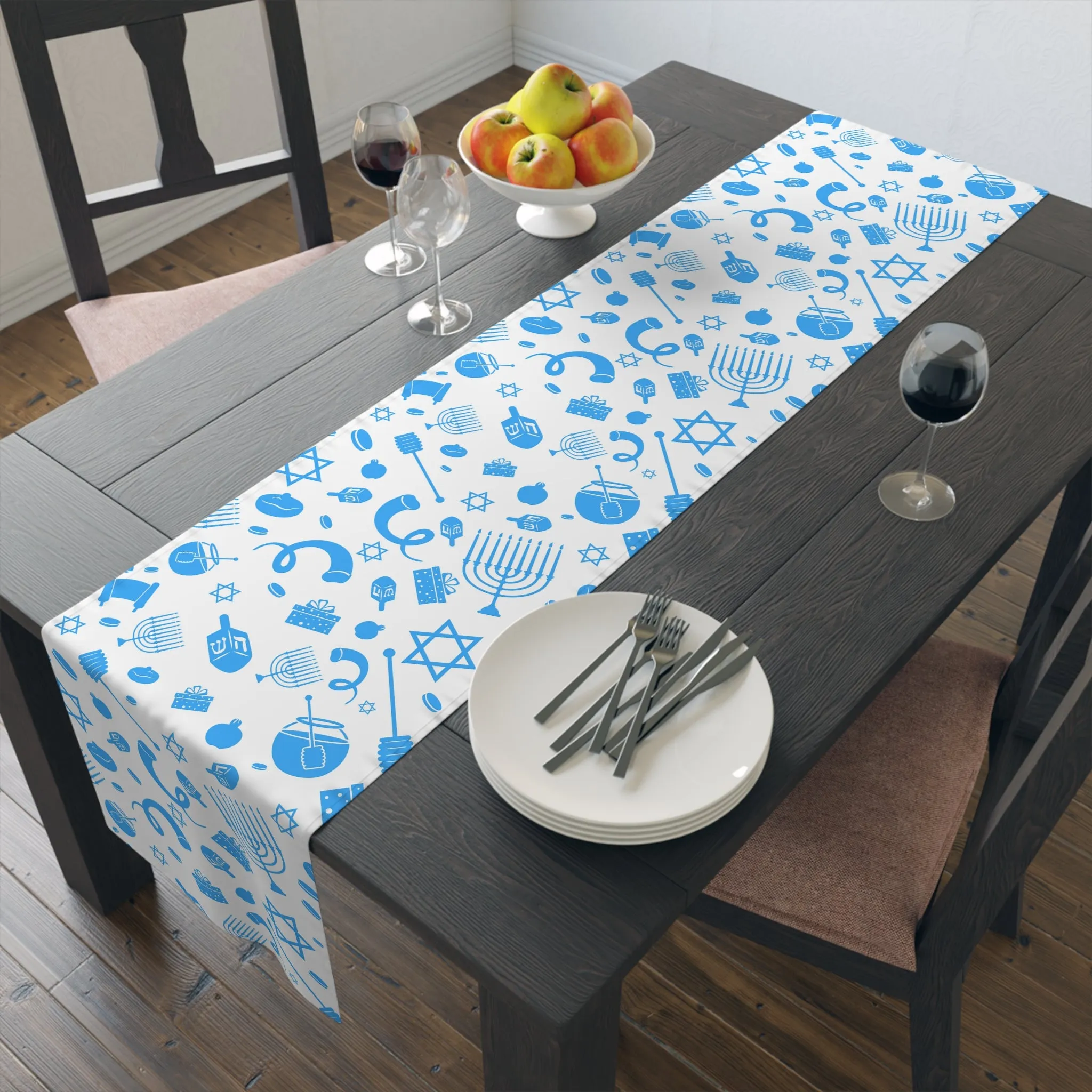 Elegant Hanukkah Table Runner