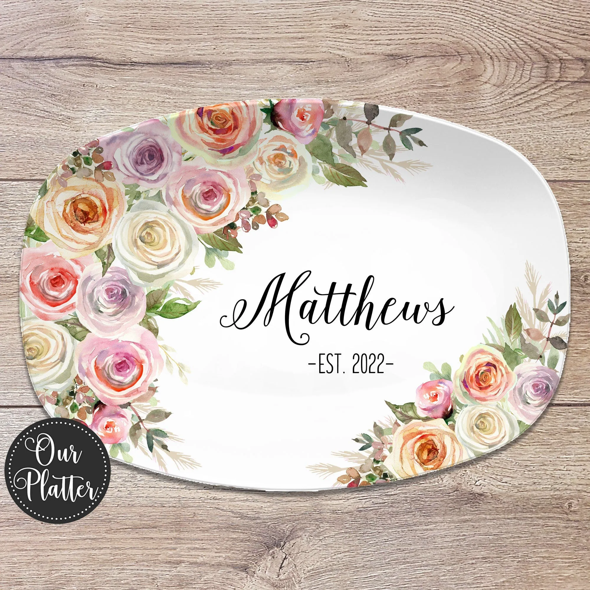 Floral Personalized Platter