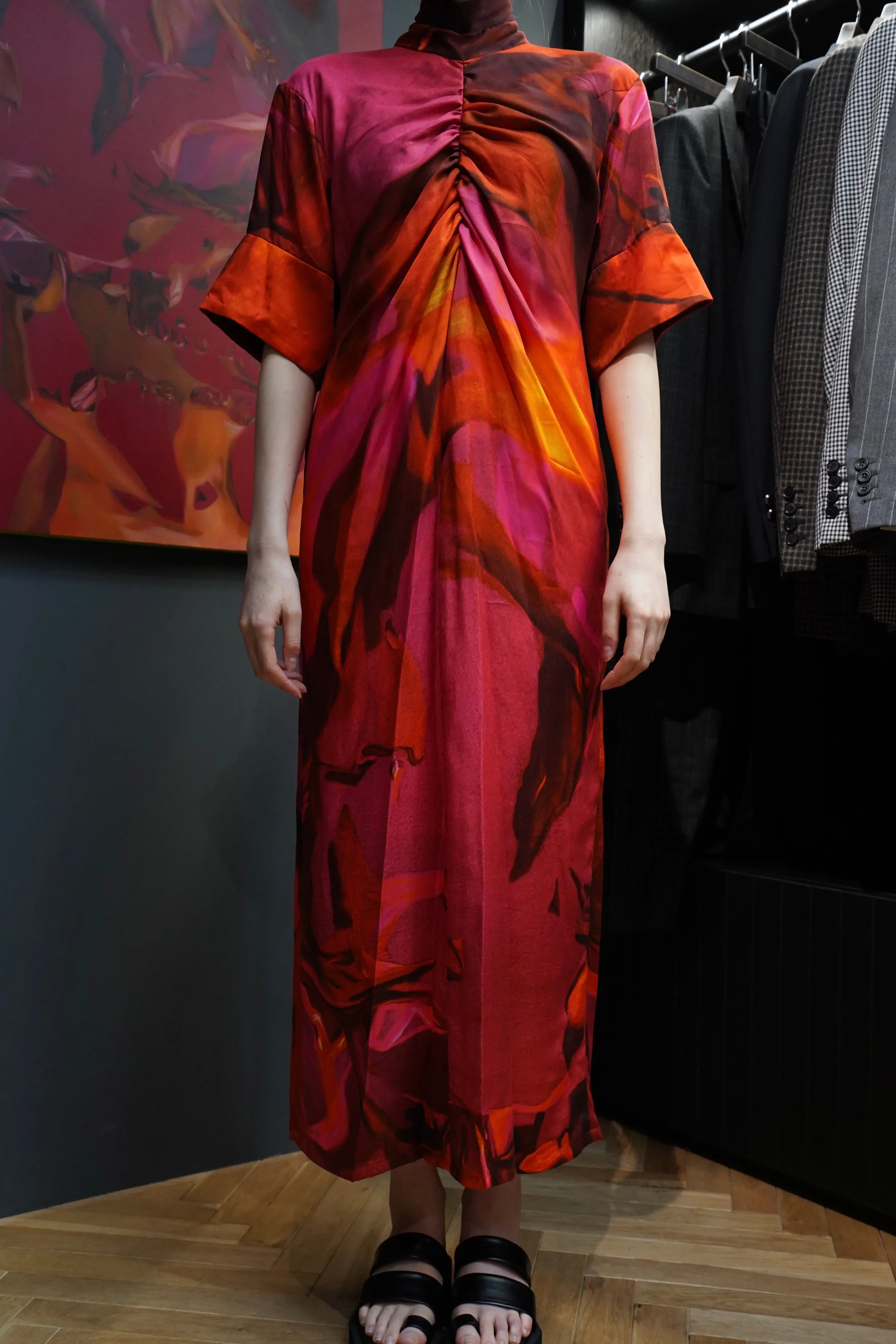 FRONT-GATHER DRESS LONG(tittle:＼ 26)(EXCLUSIVE)