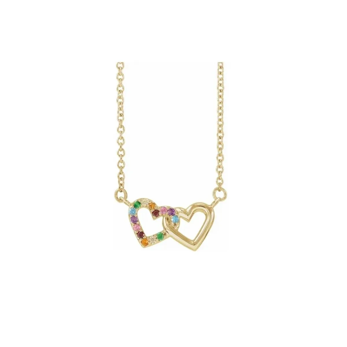 Gemstone Mini Interlocking Heart Necklace