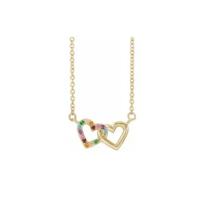 Gemstone Mini Interlocking Heart Necklace