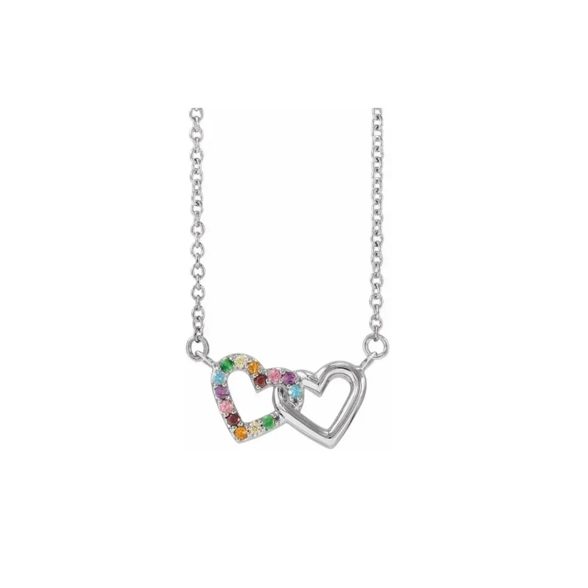 Gemstone Mini Interlocking Heart Necklace