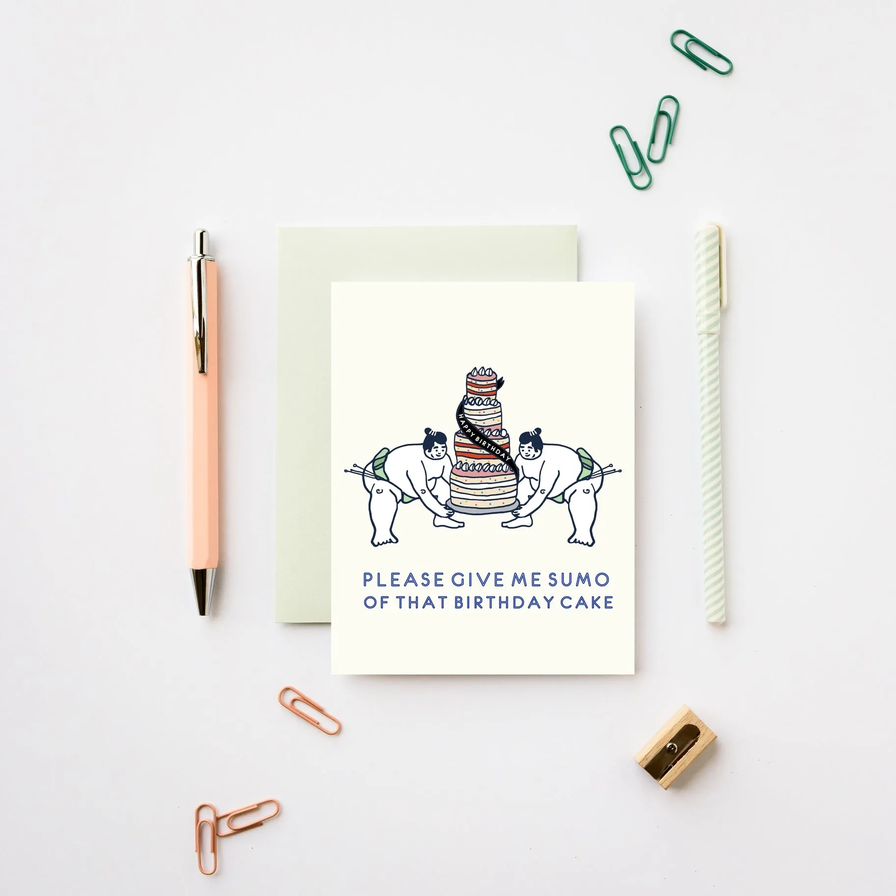 Gimme Sumo of that Birthday Cake Celebratory Greeting Card