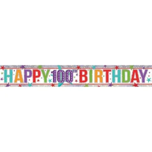 Happy 100th Birthday Holographic Banner