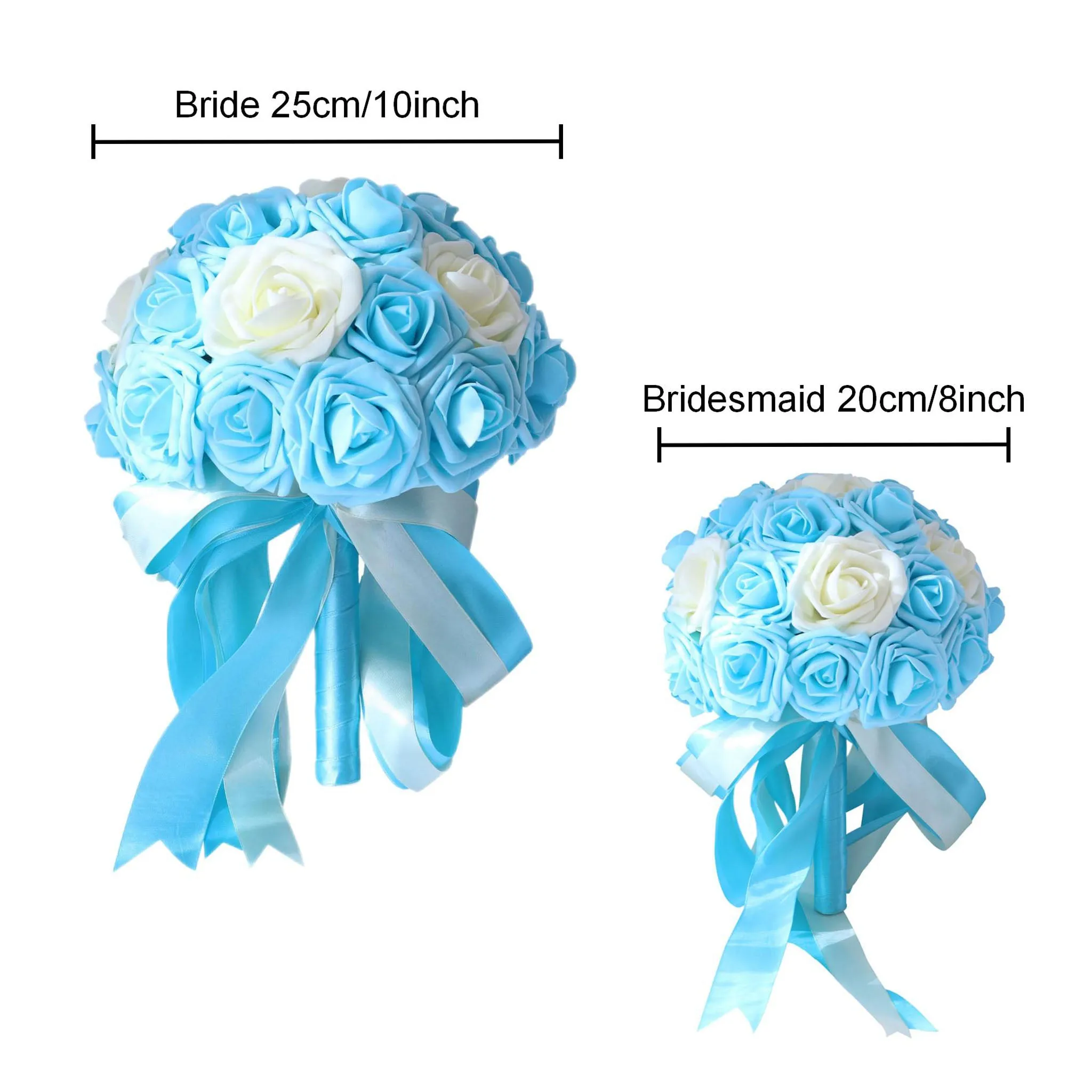 Light Blue and Ivory Wedding Bouquets Artificial Bridal Flowers