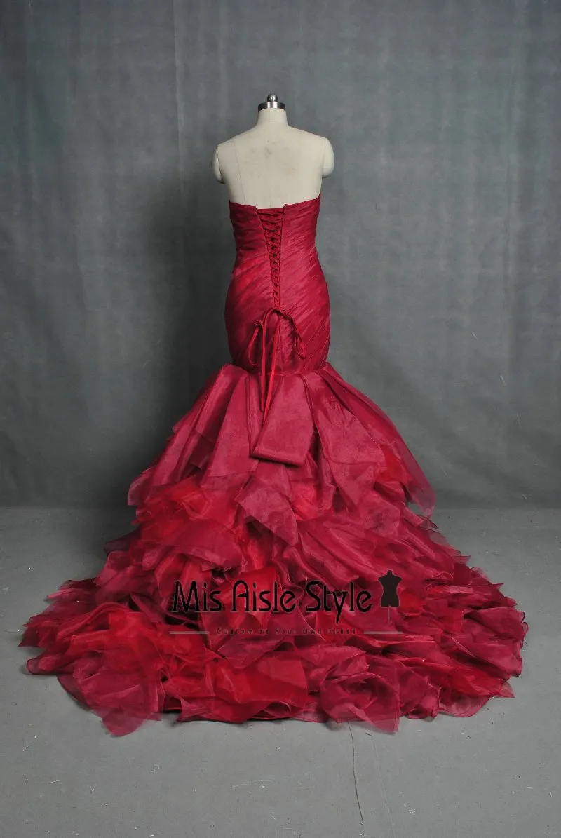 Mermaid Burgundy Wedding Dress