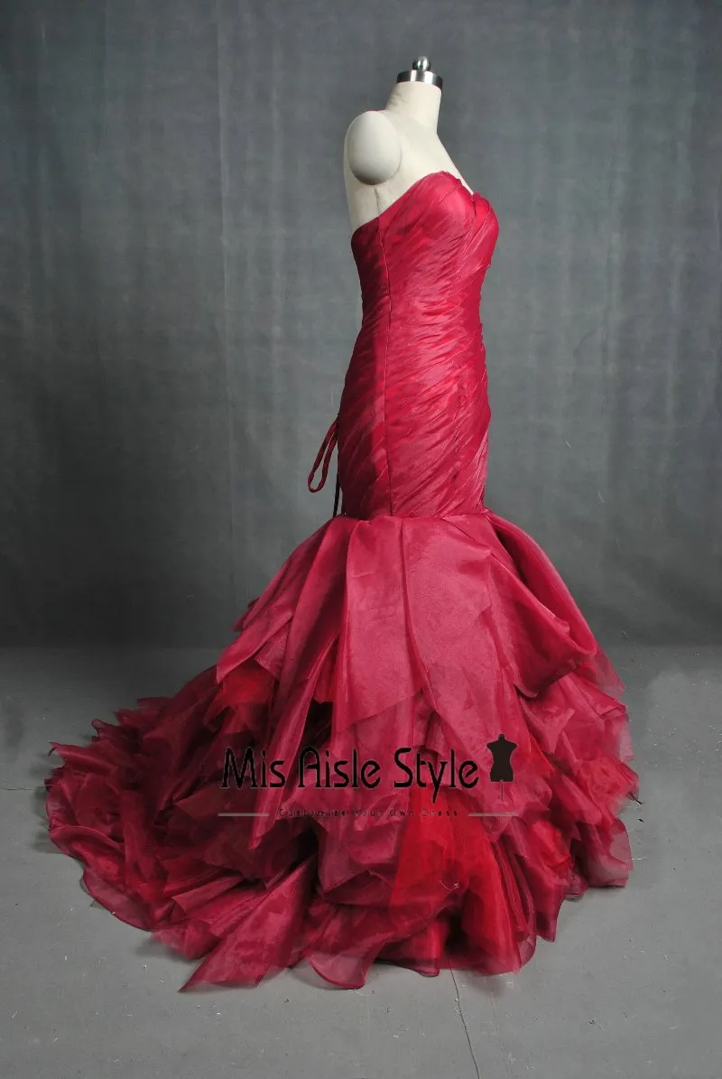 Mermaid Burgundy Wedding Dress