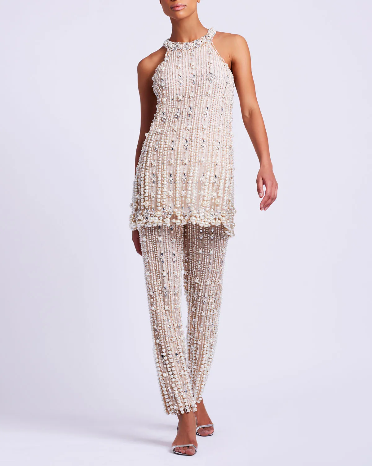 Pearl-Beaded Straight Leg Pant (EXCLUSIVE)