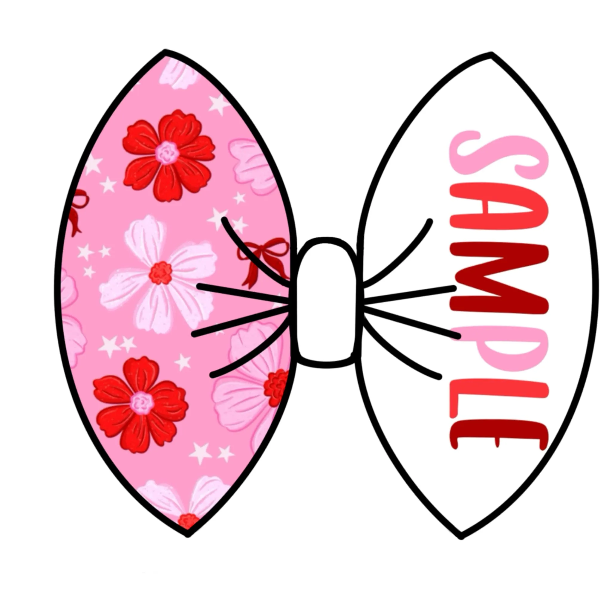 Pink & Red Delicate Flower Name Bow