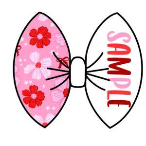 Pink & Red Delicate Flower Name Bow