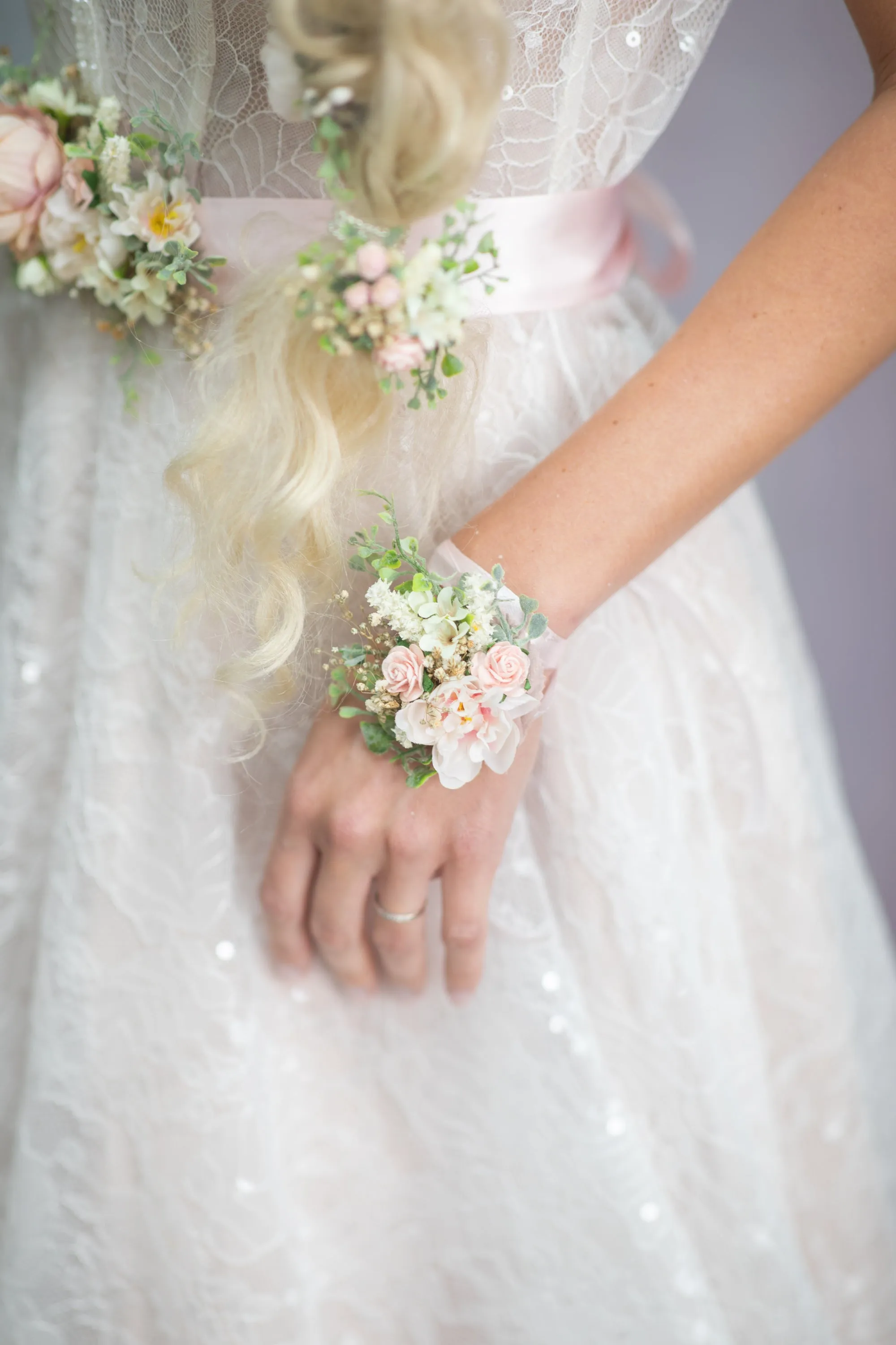 Romantic blush flower bracelet