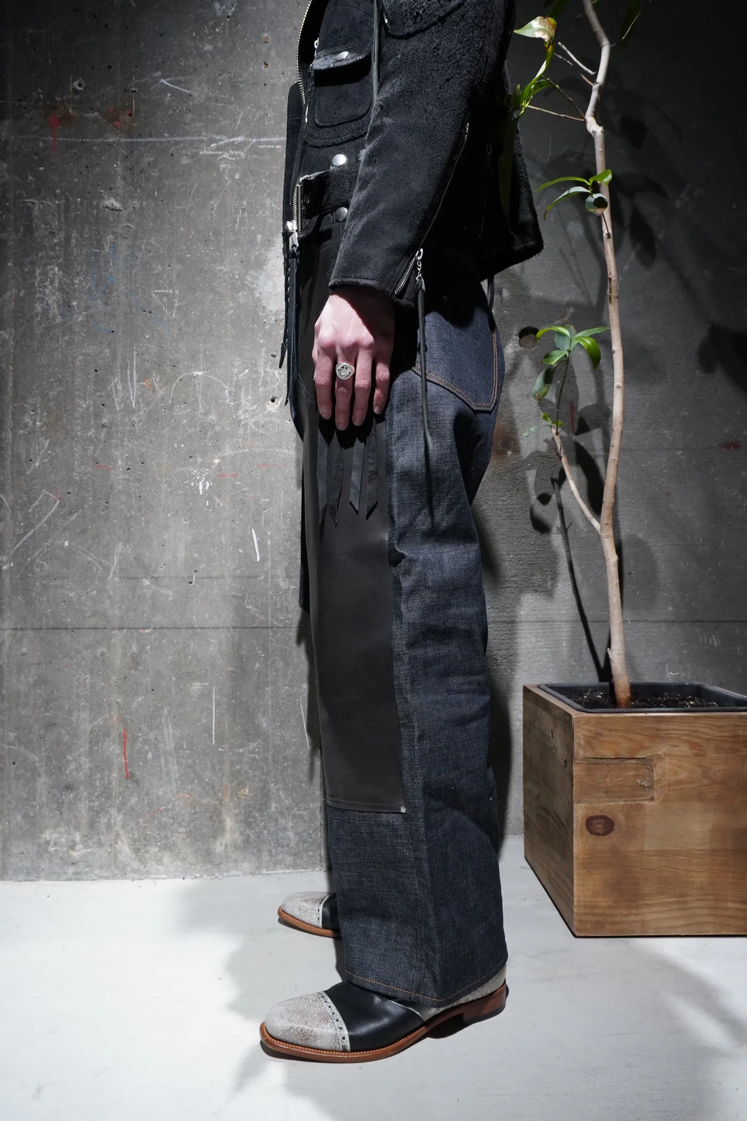 SUGARHILL LEATHER DOUBLE KNEE DENIM(EXCLUSIVE)