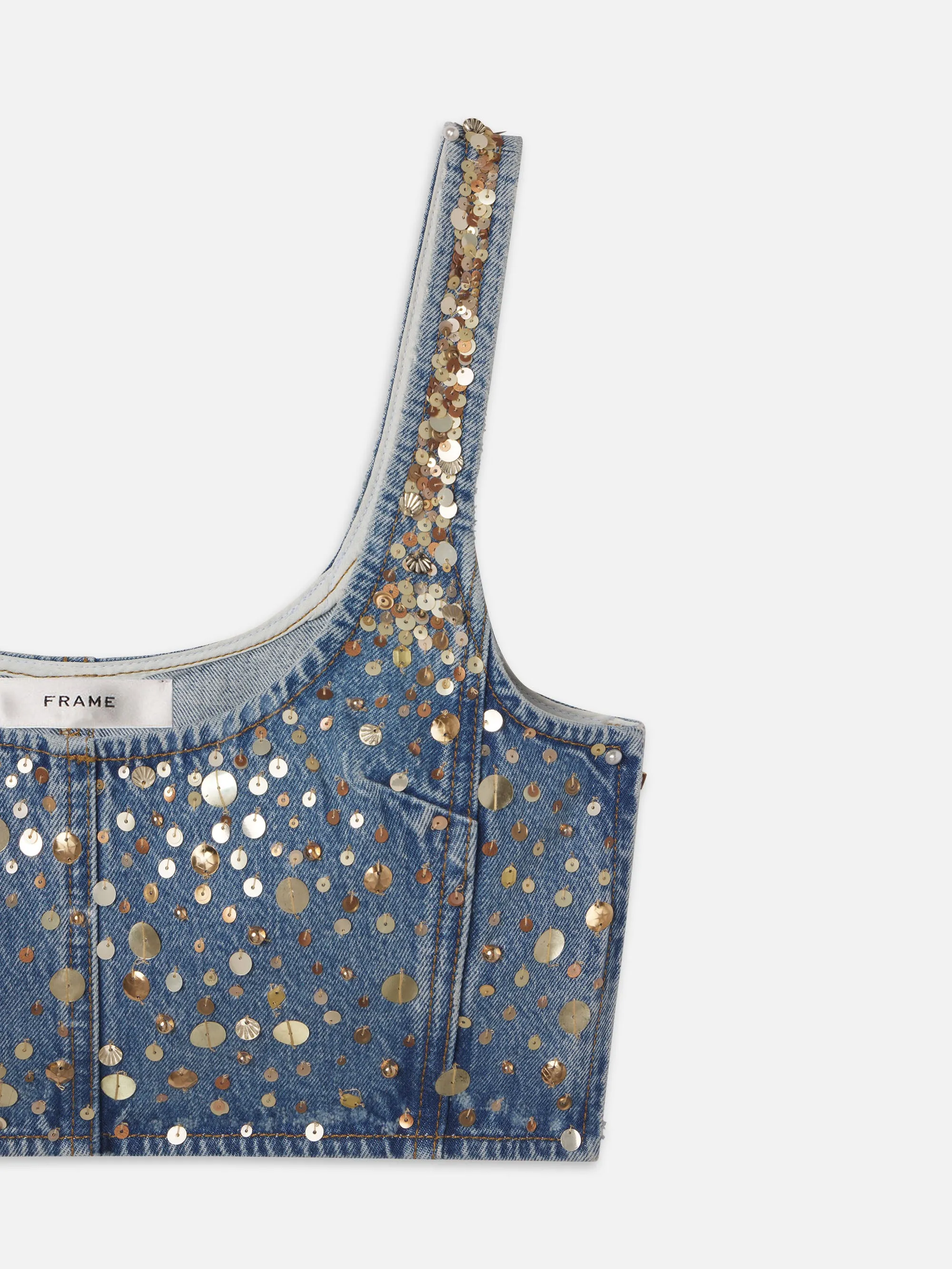 The Atelier Champagne Top -- Gold Embellished