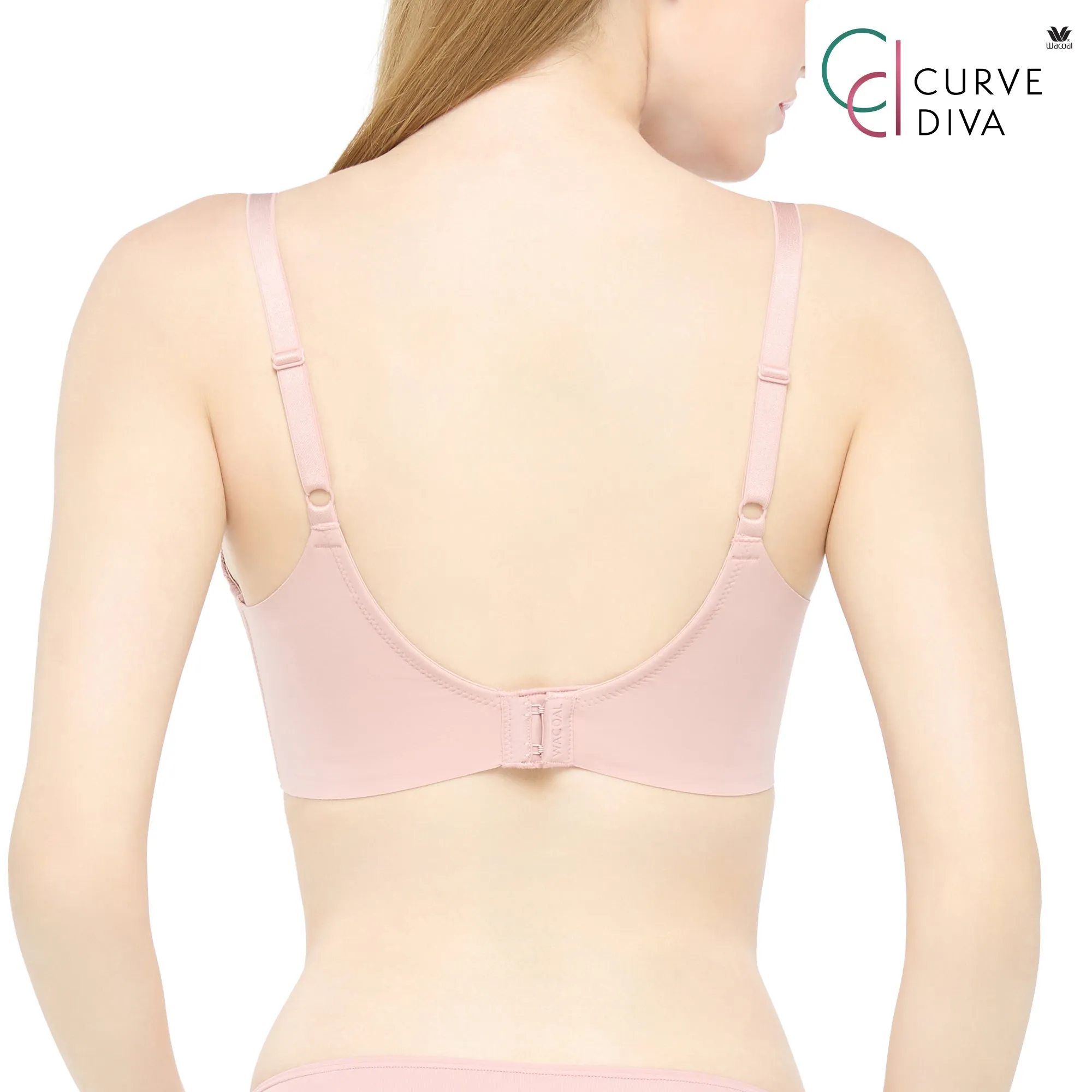 Wacoal Curve Diva บรามีโครงเก็บกระชับ สาวพลัสไซซ์ รุ่น WB7987/WQ1859 สีชมพู (PN)