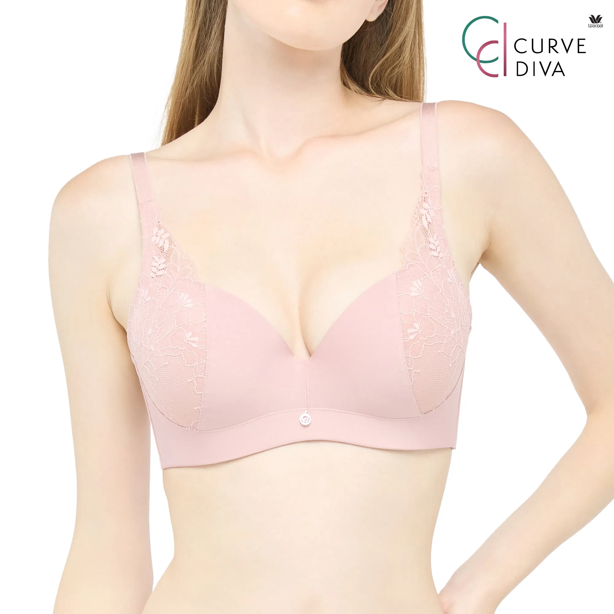 Wacoal Curve Diva บรามีโครงเก็บกระชับ สาวพลัสไซซ์ รุ่น WB7987/WQ1859 สีชมพู (PN)