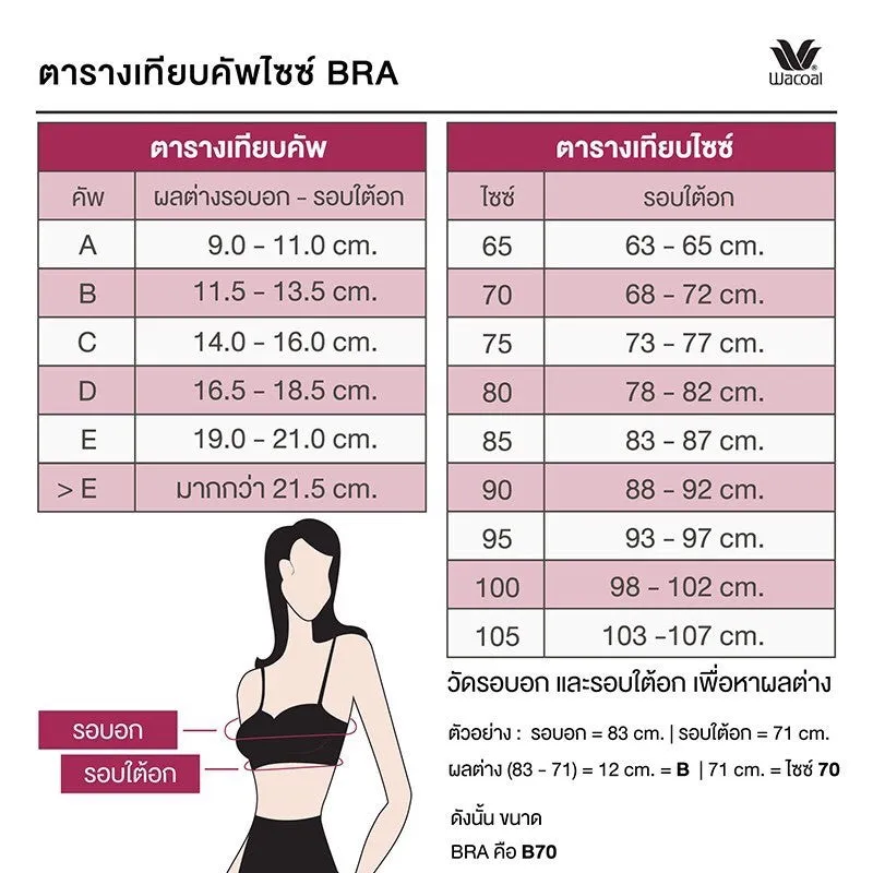 Wacoal Curve Diva บรามีโครงเก็บกระชับ สาวพลัสไซซ์ รุ่น WB7987/WQ1859 สีชมพู (PN)